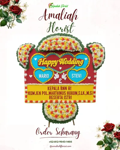 Karangan Papan Bunga Pernikahan di Sruni